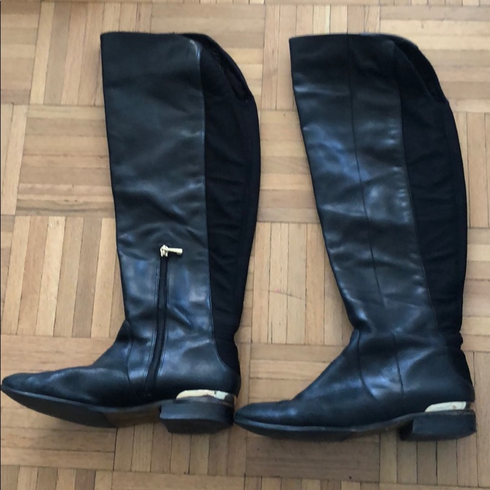 Anne Taylor over the knee black leather boots